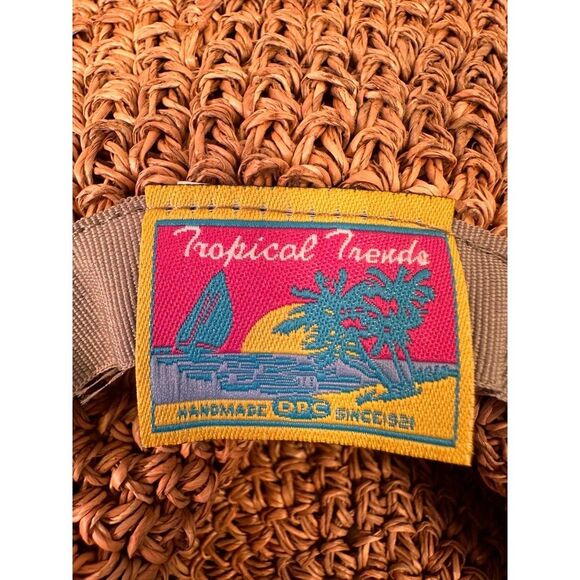 TROPICAL TRENDS Bohemian Seagrass Straw Floppy Sun Hat - Picture 6 of 10